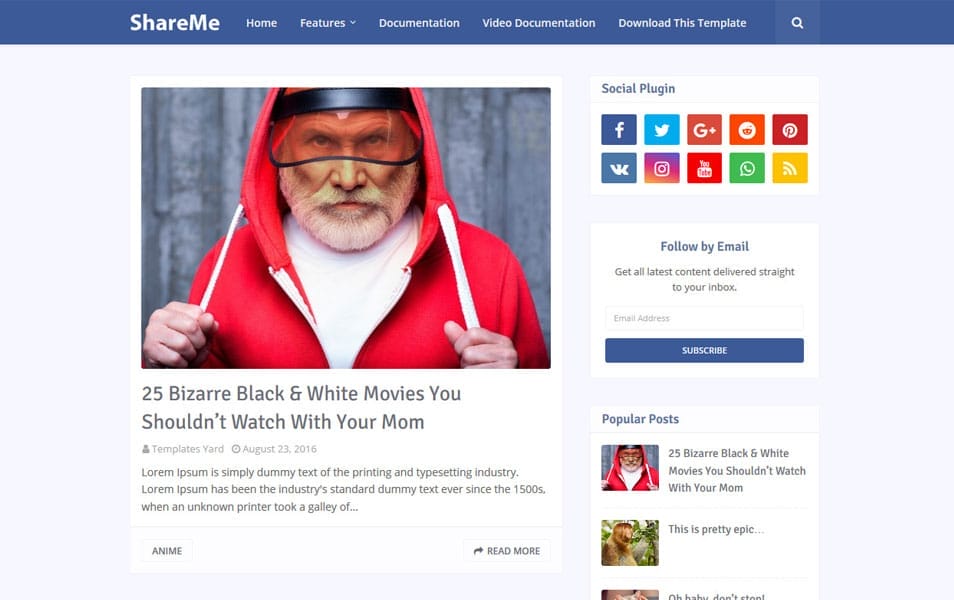 ShareMe Responsive Blogger Template