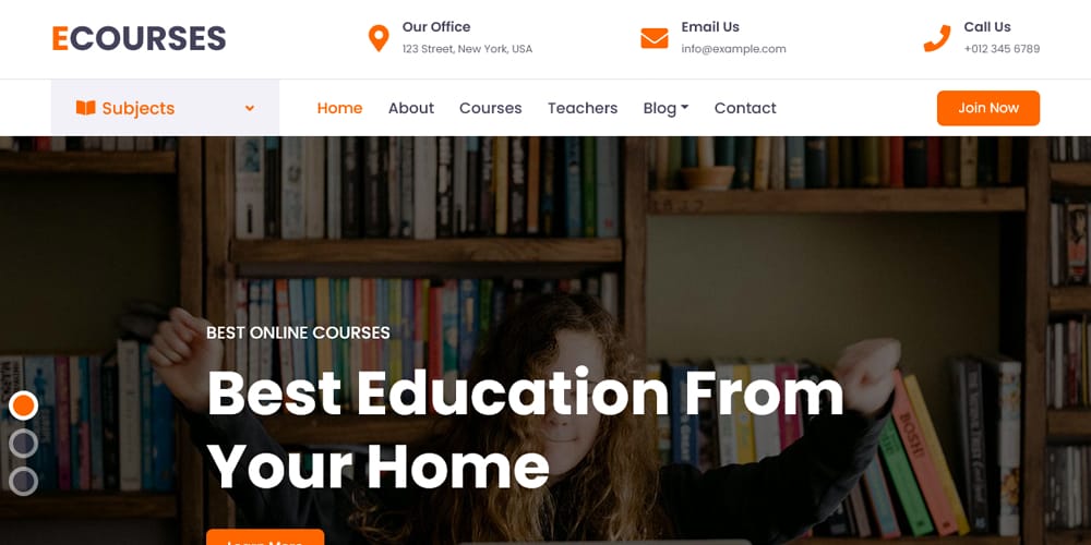 Free Education HTML Website Templates 28 ECOURSES