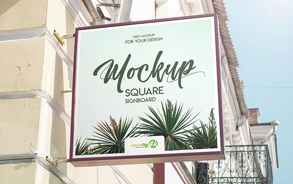 Free Square Signboard PSD MockUp in 4k 2 Free Square Signboard PSD MockUp in 4k