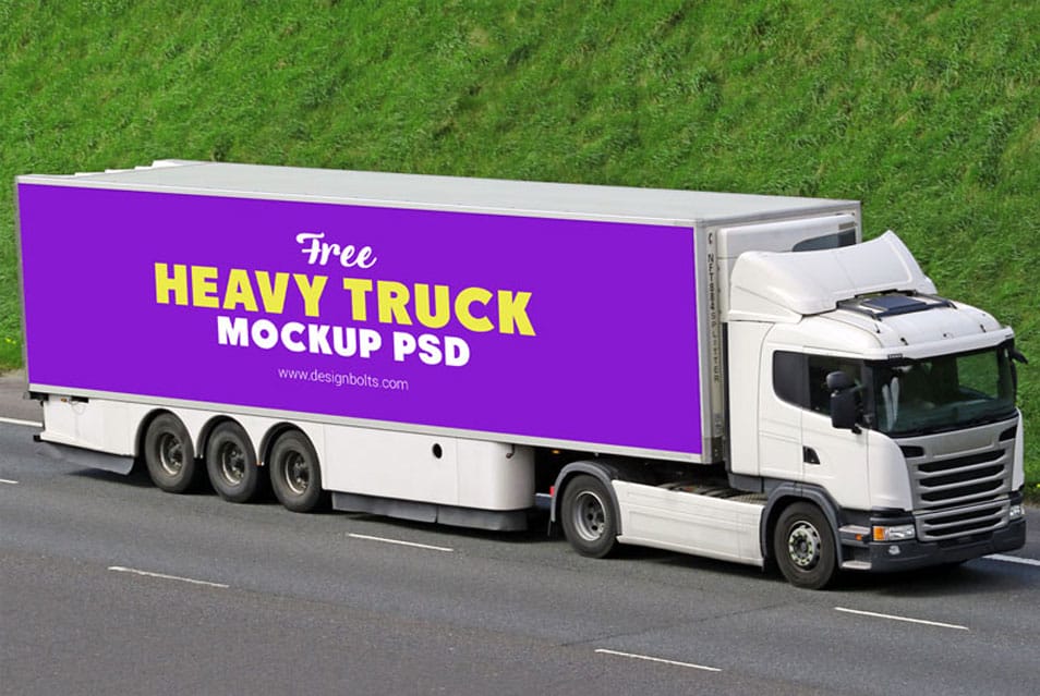 Free Vehicle Branding Heavy Duty Truck Mockup PSD 2 Free Vehicle Branding Heavy Duty Truck Mockup PSD