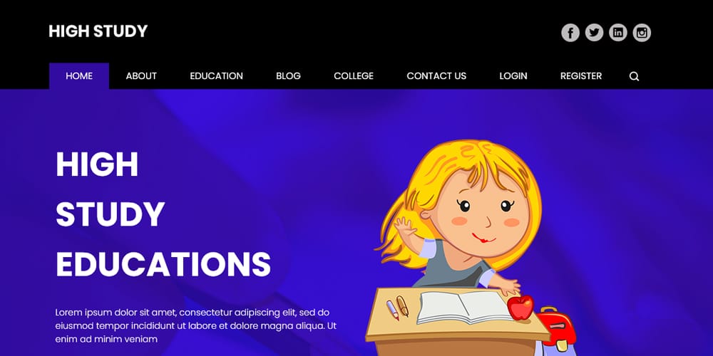 Free Education HTML Website Templates 31 High Study