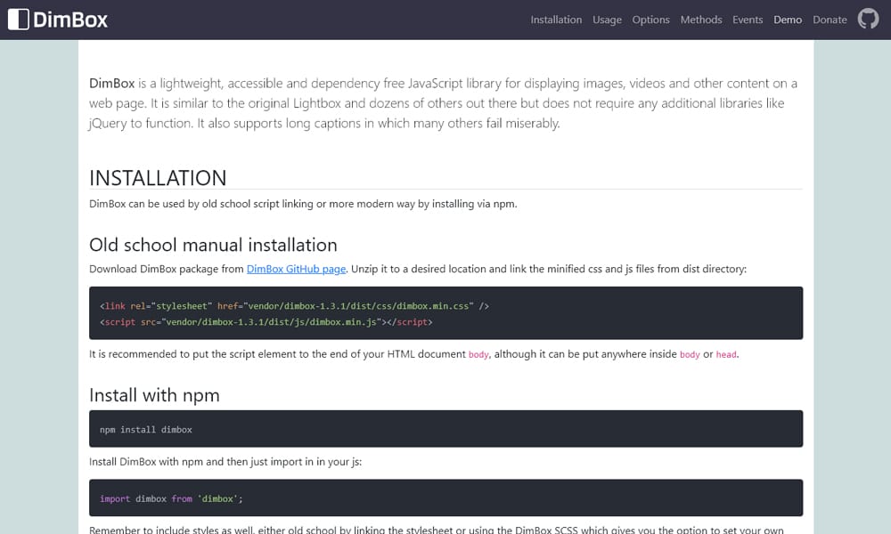 20+ Best JavaScript Modal Window Plugins 34 DimBox.js