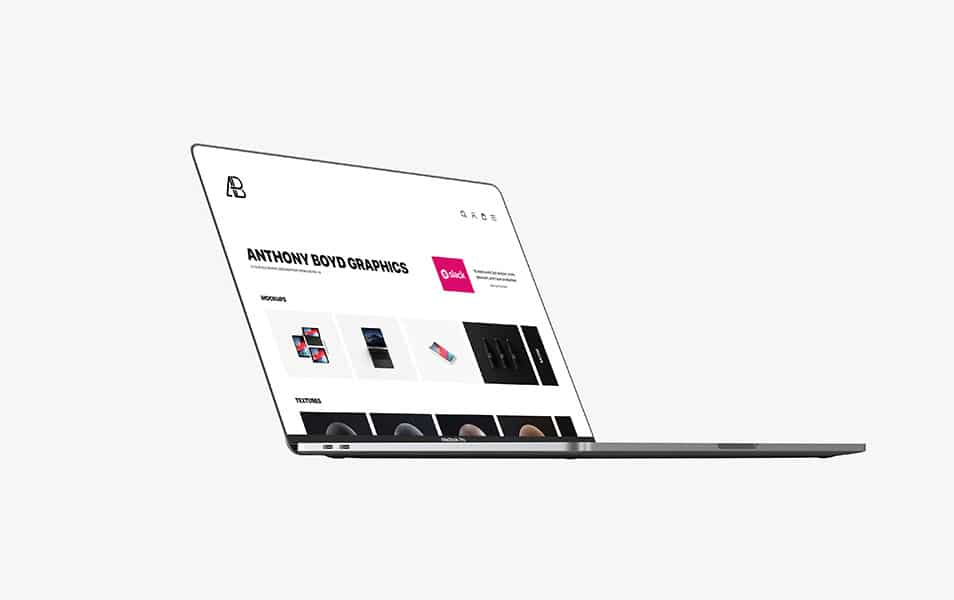 Side View Bezel-Less Macbook Pro with Touch Bar Mockup 2 Side View Bezel-Less Macbook Pro with Touch Bar Mockup