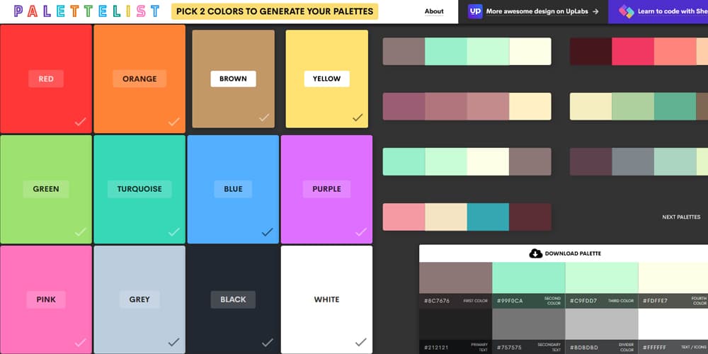 Complete Resources to Learn Color Theory 192 palettelist
