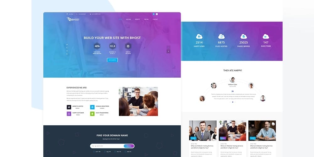 Best Free Web Templates 2023 158 Bhost Hosting Template PSD