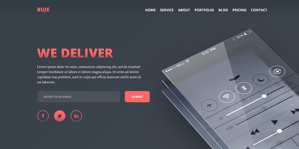 Buje One Page PSD Template