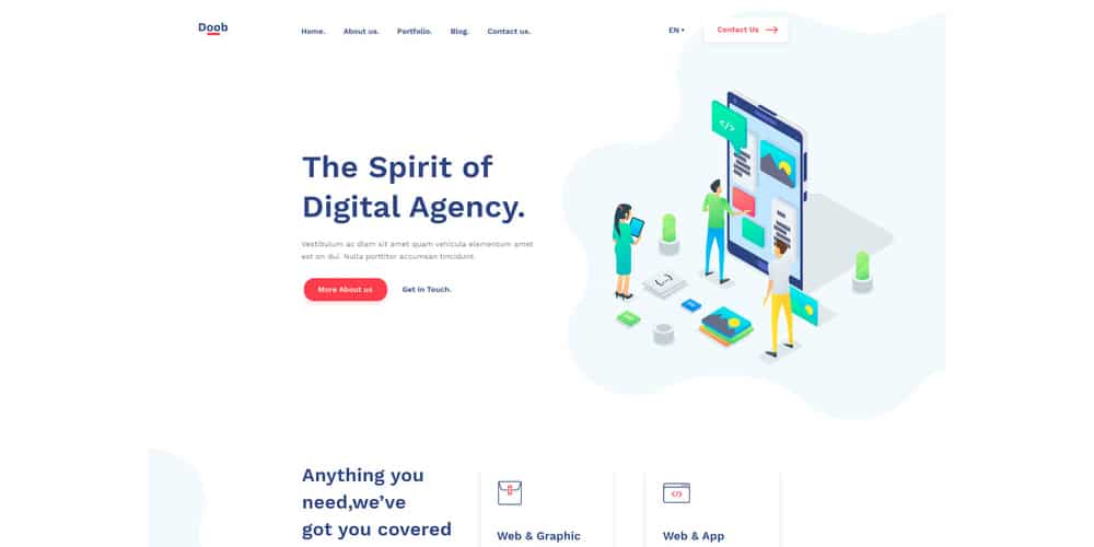 Best Free Web Templates 2023 141 Doob Simple Agency Template PSD