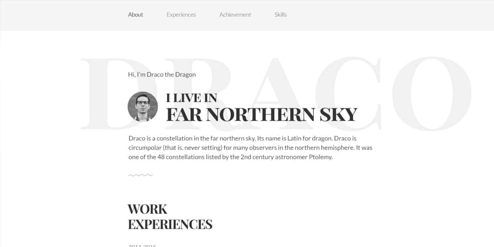 Free Portfolio Website Templates (PSD , HTML) 94 Draco