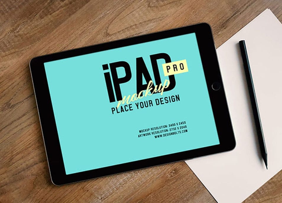 Free Apple iPad Pro Photo Mockup PSD 2 Free Apple iPad Pro Photo Mockup PSD