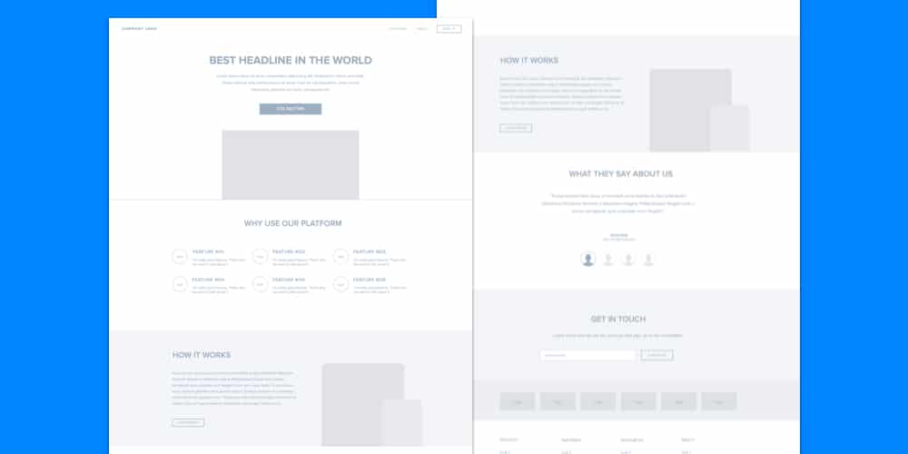 Free Sketch Landing Page Wireframe