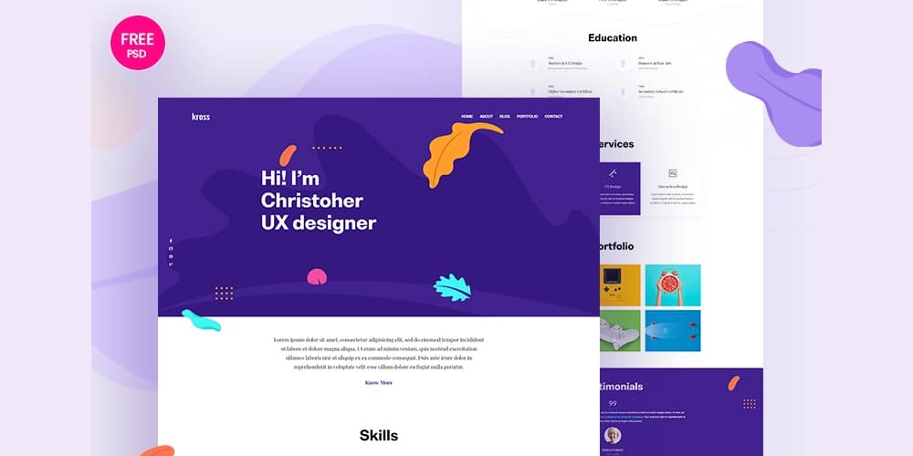Best Free Web Templates 2023 23 Kross Portfolio Template PSD