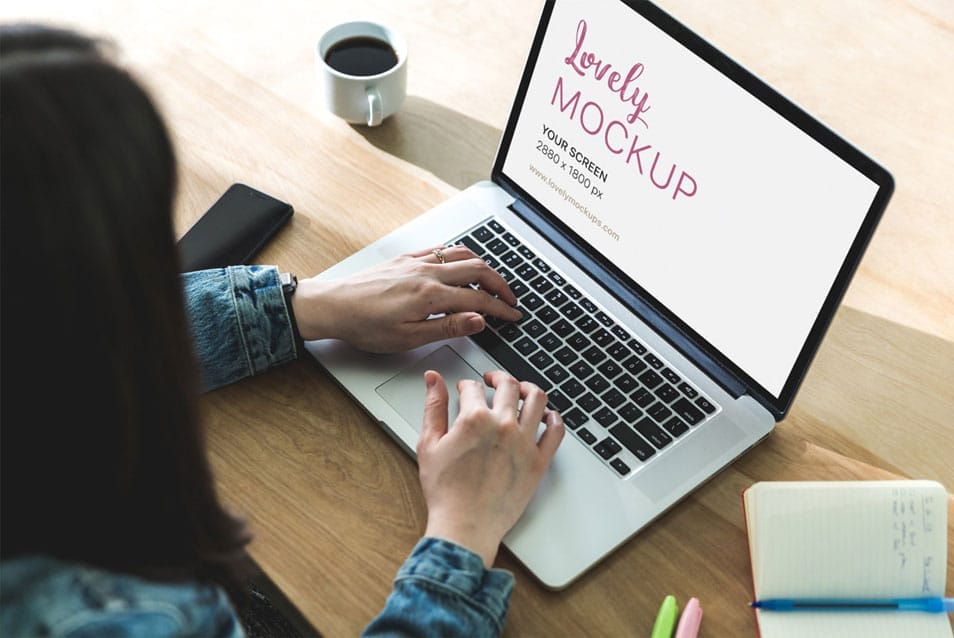 Macbook Mockup Of A Woman While Coding 2 Macbook Mockup Of A Woman While Coding
