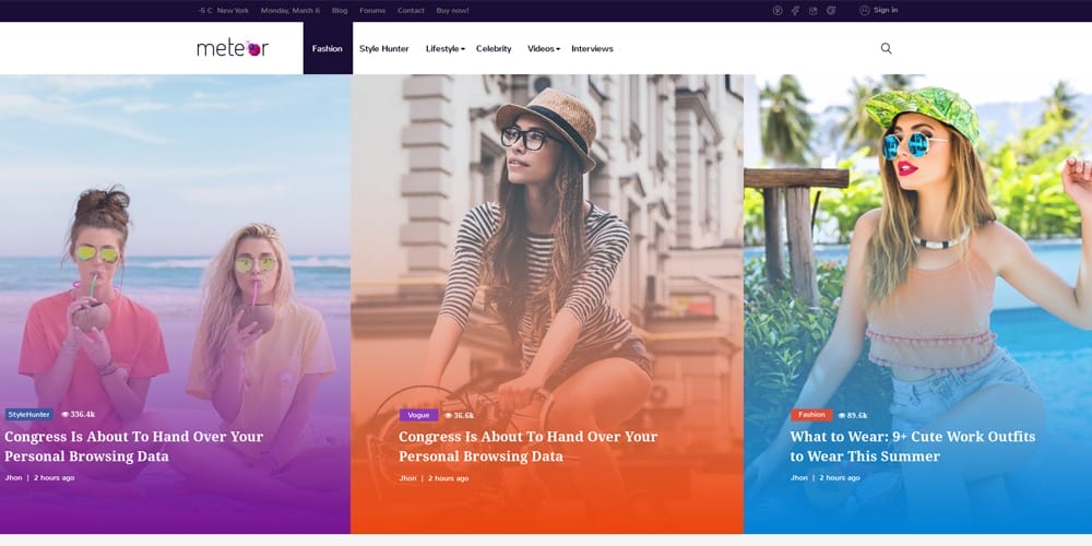 Free Corporate and Business Web Templates PSD 3 Meteor News Magazine Template PSD
