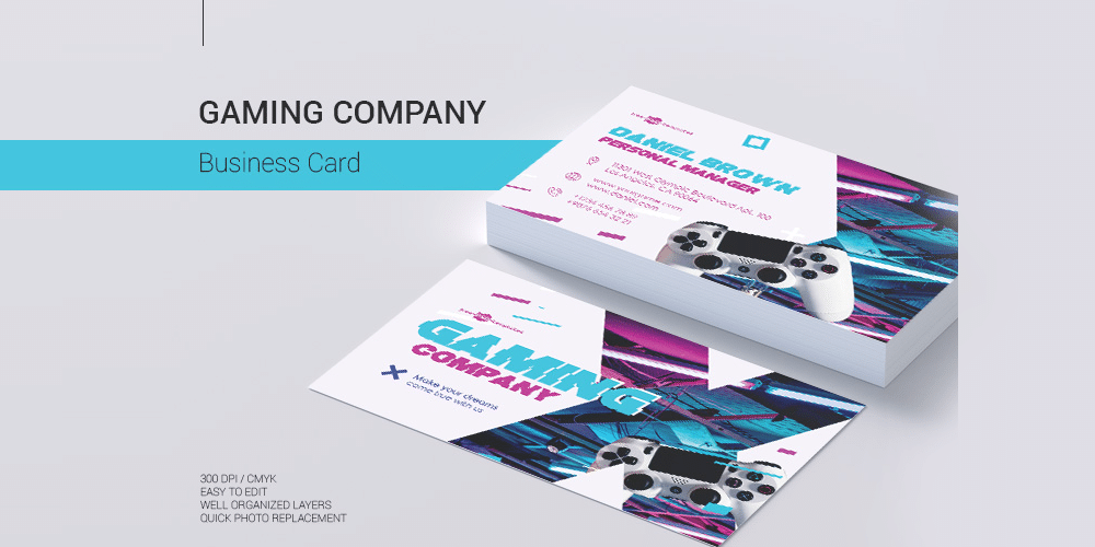 100+ Free Business Cards PSD 418 Gaming Company Business Card PSD