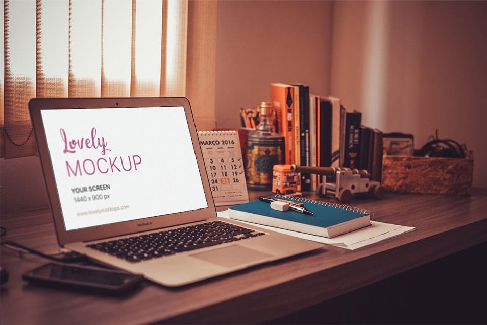 Macbook Air Mockup on A Table 2 Macbook Air Mockup on A Table