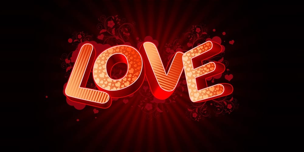 3D Love text composition