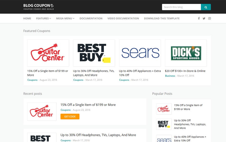 300+ Best Free Responsive Blogger Templates 2025 446 Blog Coupon Responsive Blogger Template