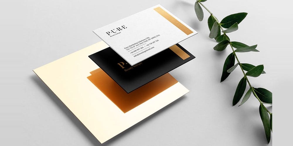 100+ Free Business Card Mockups PSD 407 Elegant Business Card Mockup with Floral Element