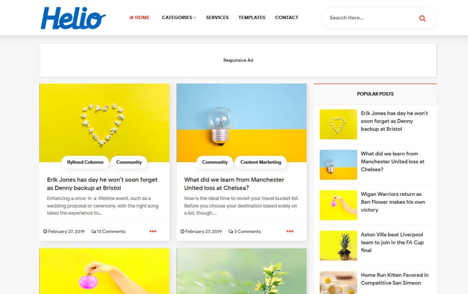 300+ Best Free Responsive Blogger Templates 2025 361 Helio Modern Gird Style Blogger Template