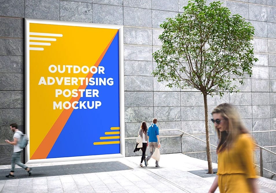 Outdoor Advertising Poster Mockup PSD 2 Outdoor Advertising Poster Mockup PSD