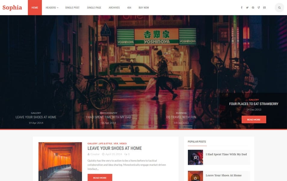 Sophia Responsive Blogger Template