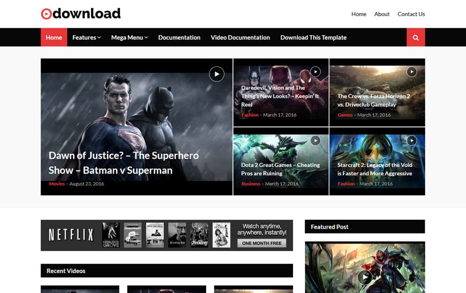 Video Download Responsive Blogger Template