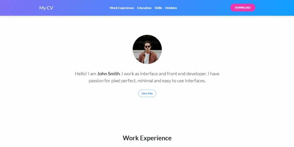 Free CV Template with Bootstrap 