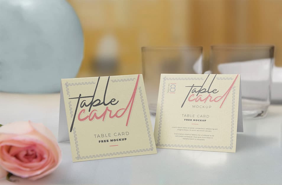Free Customizable Table Card Mockup 2 Free Customizable Table Card Mockup