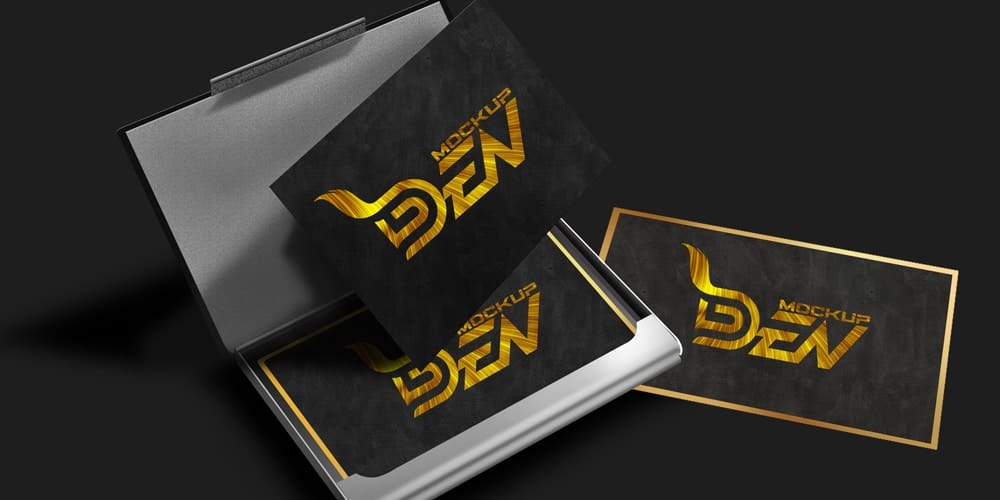 100+ Free Business Card Mockups PSD 557 Free Golden Black Business Card Mockup