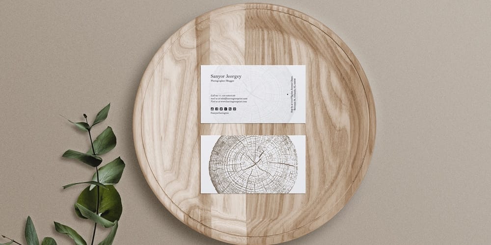 100+ Free Business Card Mockups PSD 368 Business Card Mockup on Wooden Tray