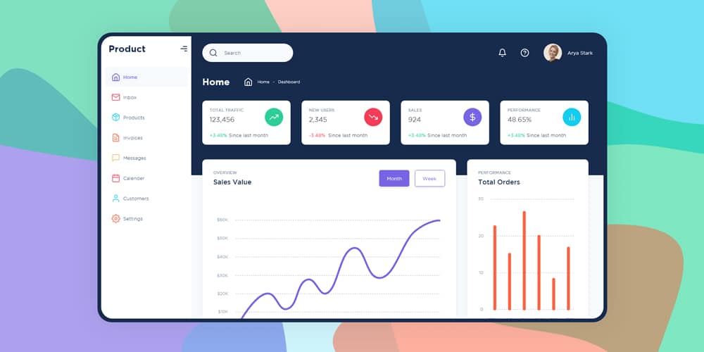 Free Dashboard UI Design PSD 203 Free Dashboard UI Kit