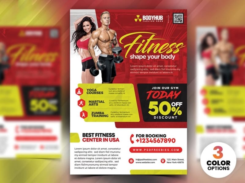 Best Free Flyer Templates 261 Gym Fitness Center Flyer PSD