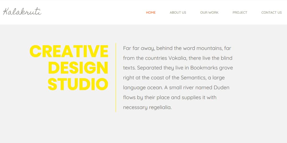 Free Portfolio Website Templates (PSD & HTML) 1 Kalakruti - Portfolio Template