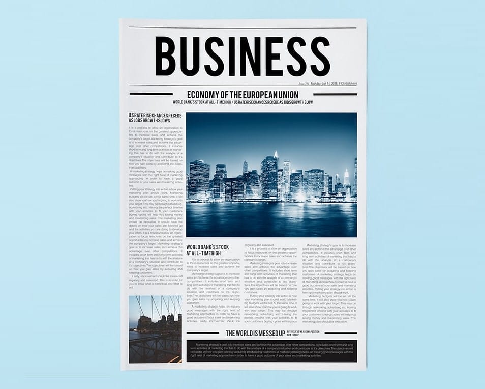 Latest Business News Newspaper Mockup 2 Latest Business News Newspaper Mockup