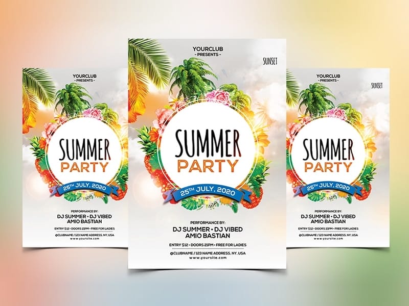 Summer Party Flyer Template PSD