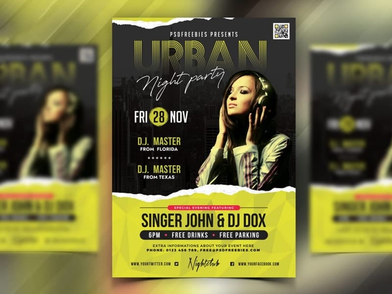 Urban Night Club Party Flyer PSD