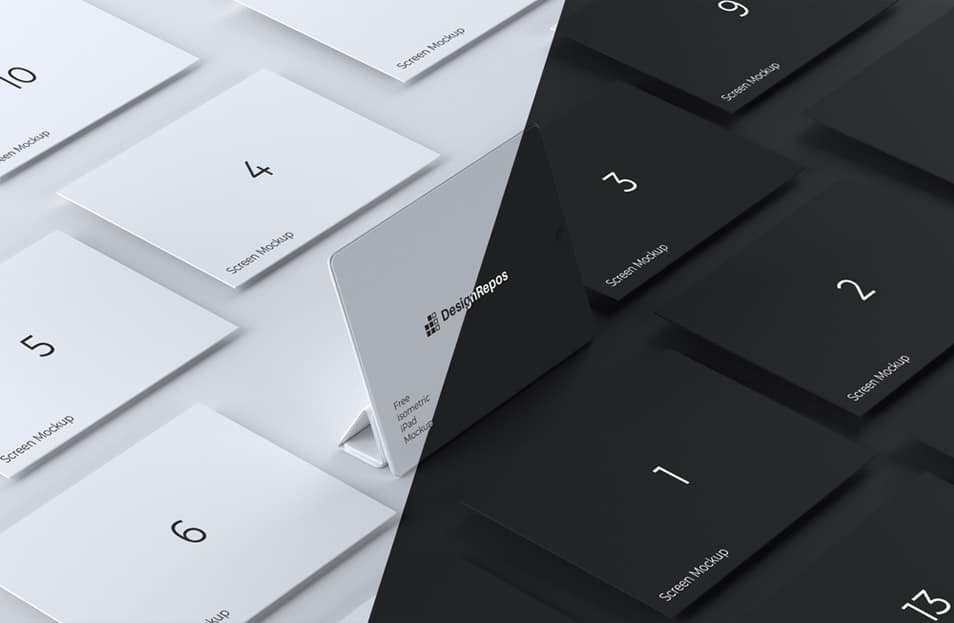 iPad Mockup with Isometrice Screens 2 iPad Mockup with Isometrice Screens