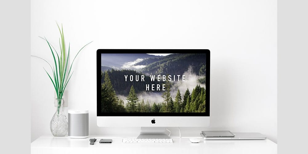 Free Workspace Mockup Design Templates 137 Apple iMac Mockup
