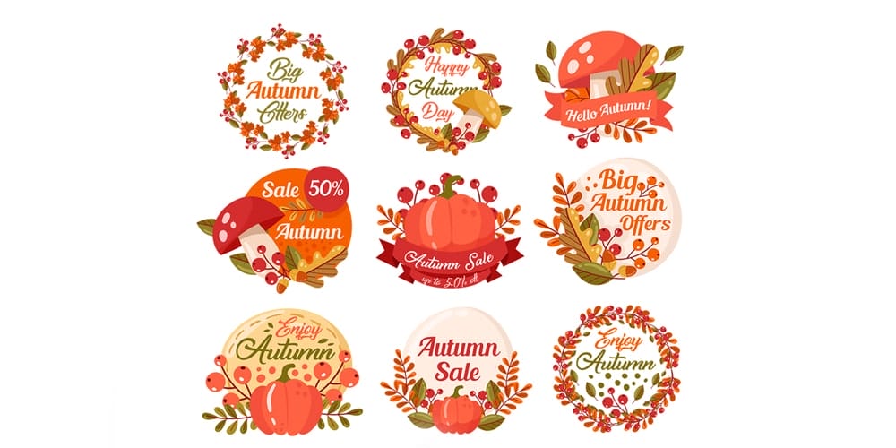 Free Vector Decorative Web Elements 5 Free Autumn Badges