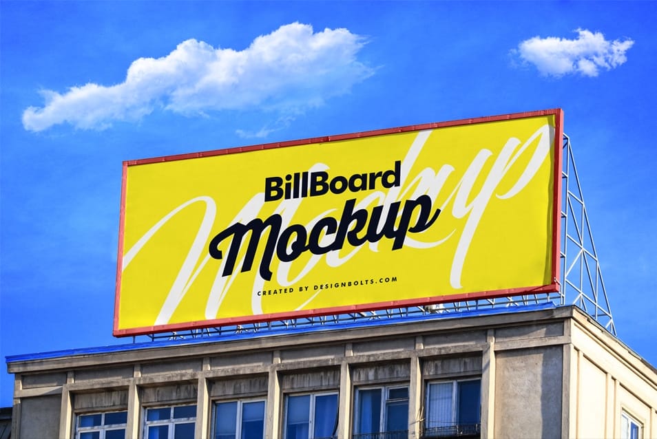Free Billboard On Building Mockup PSD 2 Free Billboard On Building Mockup PSD