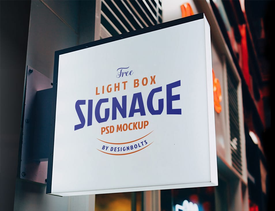 Free Light Box Signage Board Mockup PSD 2 Free Light Box Signage Board Mockup PSD