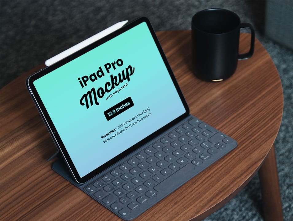 Free iPad Pro Mockup PSD with Keyboard 2 Free iPad Pro Mockup PSD with Keyboard