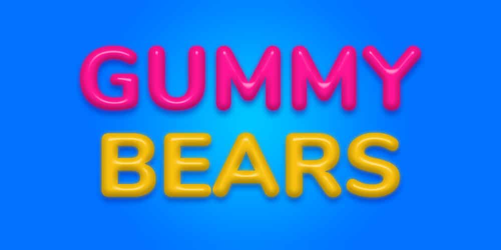 Latest Free Photoshop Text Styles & Effects 115 Gummy Bears Text Style PSD