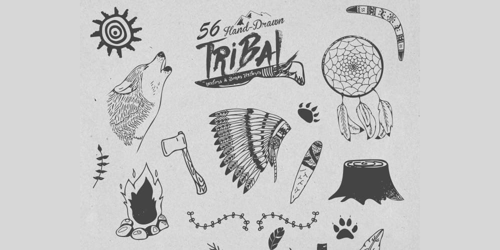 Hand Drawn Tribal Vectors Set