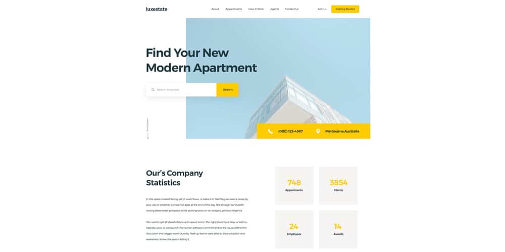 Best Free Web Templates 2023 375 Luxestate Real Estate Landing Page PSD