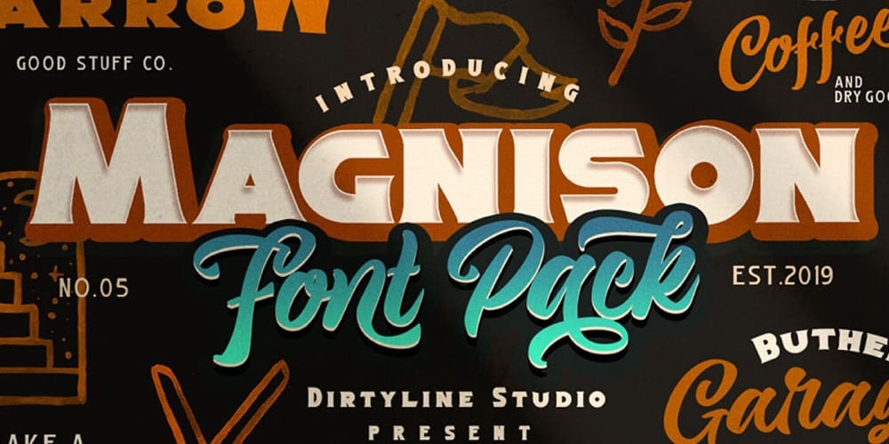 Magnison Retro Script Font