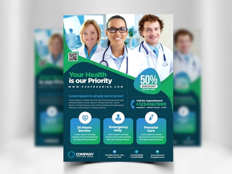 Best Free Flyer Templates 259 Medical and Health Clinic Flyer PSD