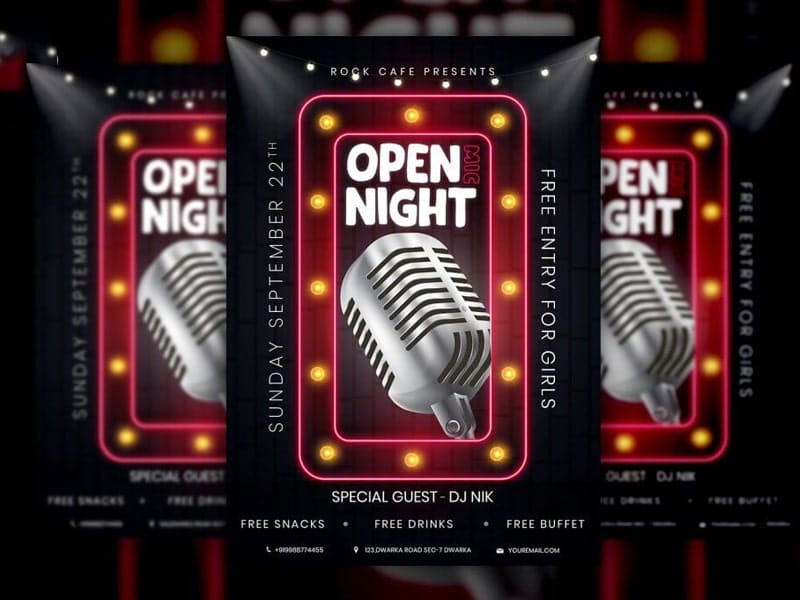 Open Mic Night Flyer PSD