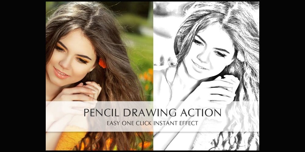 Latest Free Photoshop Actions 105 Pencil Drawing Action