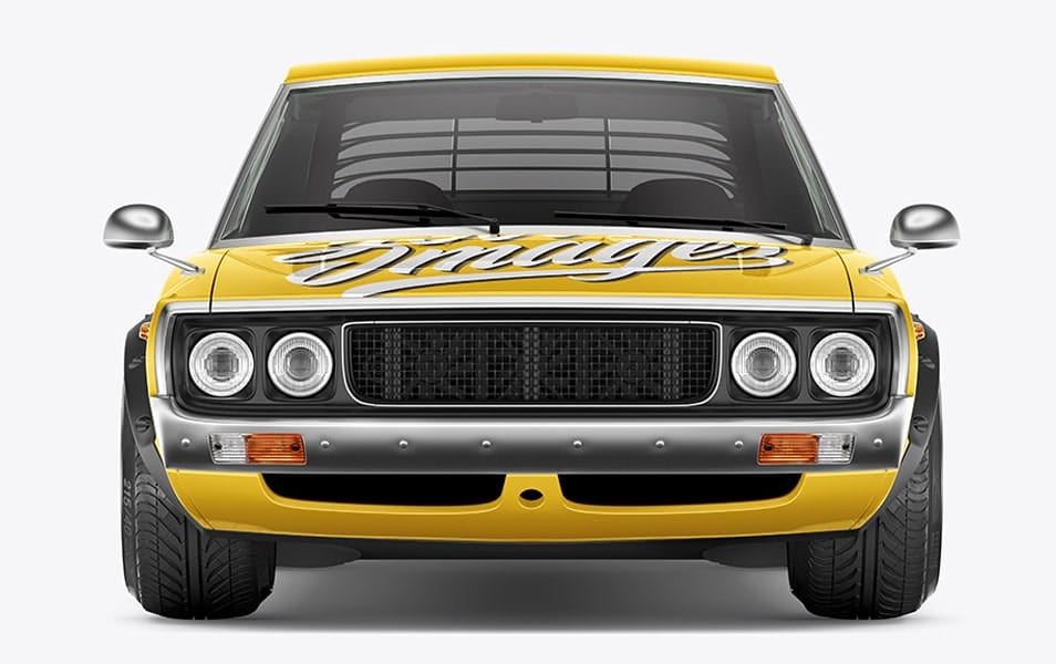 Retro Sport Car Mockup - Front View 2 Retro Sport Car Mockup - Front View